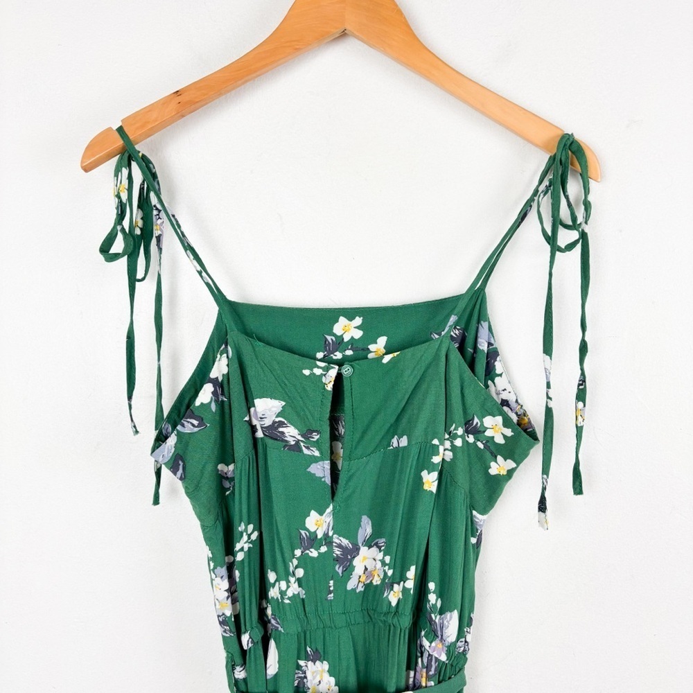 Jaase Anthropologie Green Floral Wide Leg Jumpsuit Sz L - Picture 4 of 8
